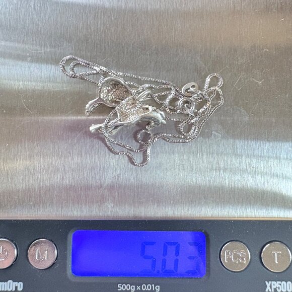 VTG Sterling Silver 925 Horse Pendant Box Link Chain Necklace Size 18" Length - Picture 9 of 14